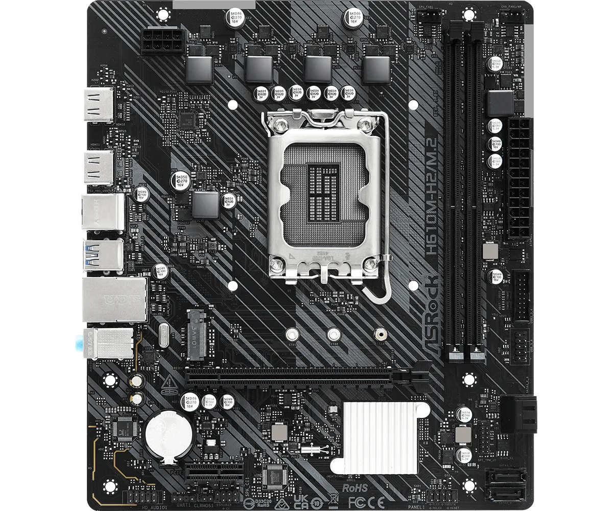Материнская плата ASRock H610M-H2/M.2 LGA1700 2xDDR4 4xSATA 1xUM.2 2xHDMI 1xPS/2  2xUSB3.2 4 x USB 2.0  mATX