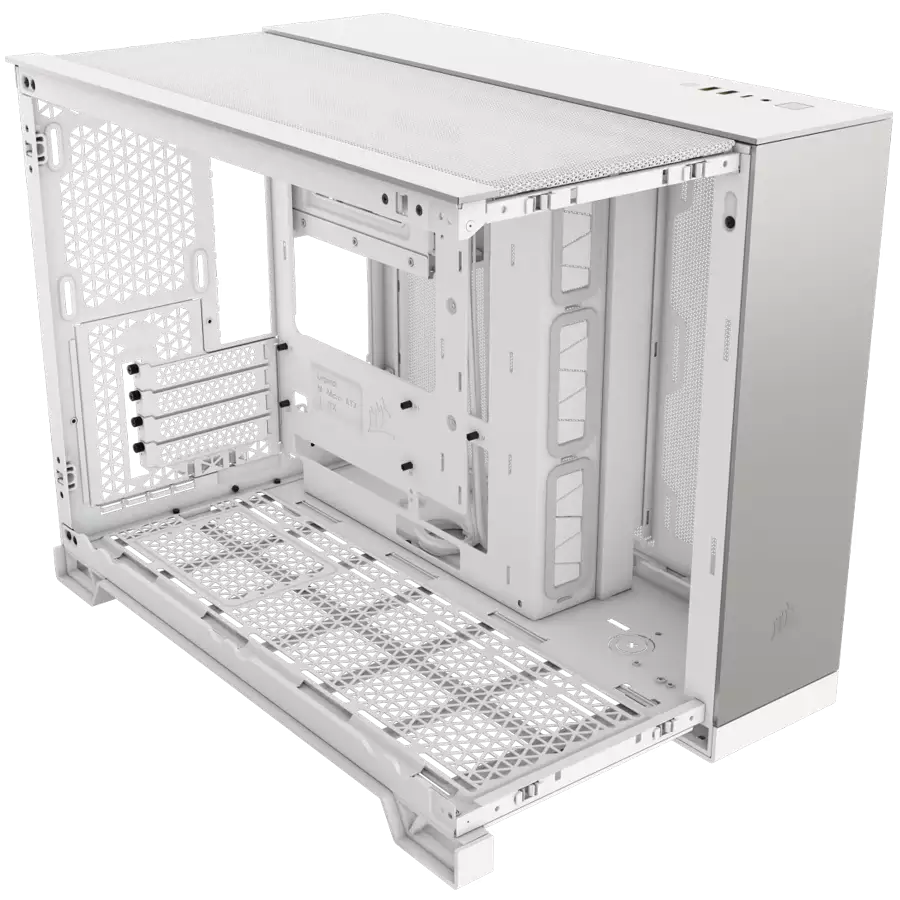 CORSAIR 2500X Micro ATX Dual Chamber PC Case - White/Satin Gray Aluminum
