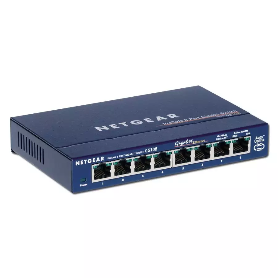 Netgear ProSafe Gigabit Ethernet Switch,  8 x 10/100/1000 RJ45 ports, Desktop