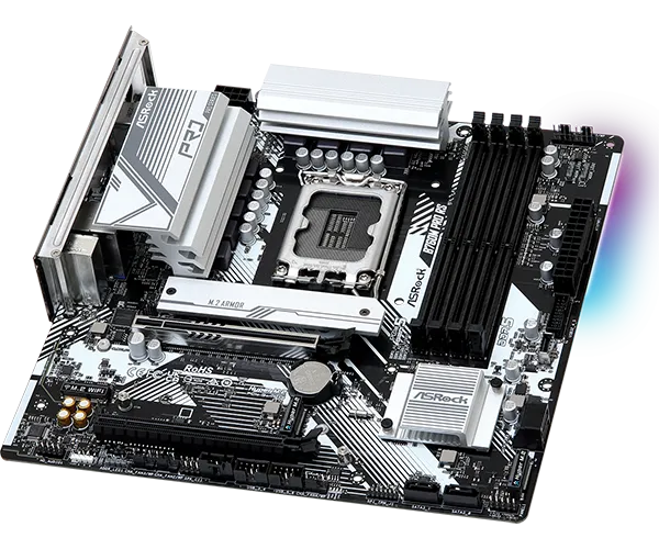 Матплата ASRock B760M Pro RS, iB760, S1700, mATX, 4DDR-5, 2xPCI-Ex16, 4SATA, 3xM.2, HDMI, DP, 13USB