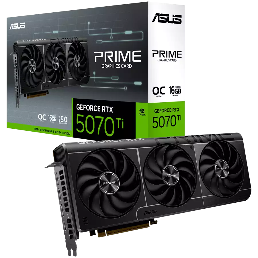 Видеокарта ASUS PRIME GeForce RTX5070 Ti 16GB GDDR7 OC Edition 16GB GDDR7 256-bit 1xHDMI 3xDP PRIME-RTX5070TI-O16G