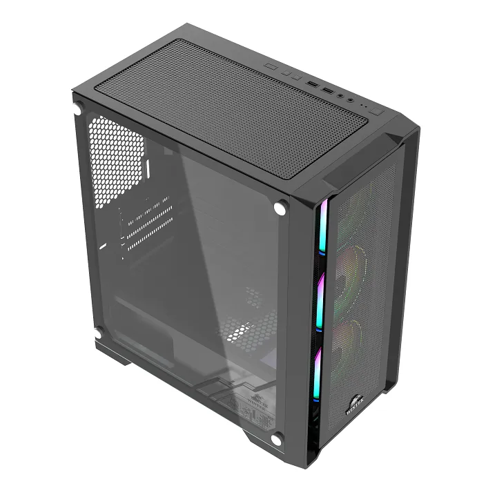 Корпус Wintek Andromeda D531-B TG, Midi Tower, m-ATX, Black, 1x2.5"/2x3.5", 3xUSB, RGB