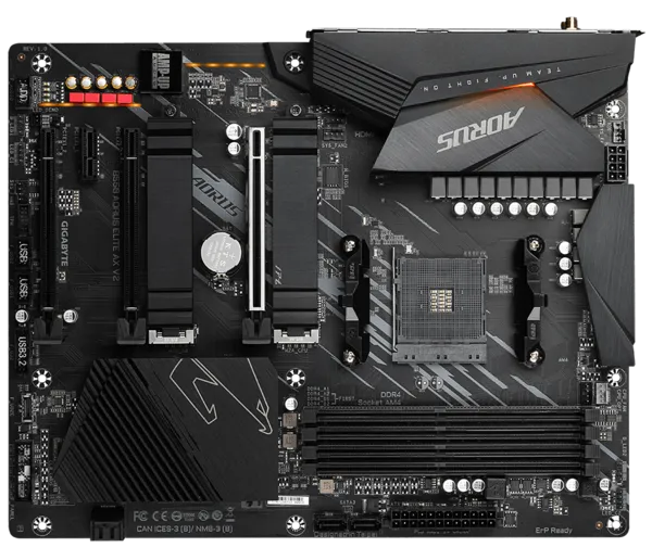 Матплата Gigabyte GA-B550 Aorus Elite AX V2, AM4, ATX, 4DDR-4, 3xPCI-Ex16, 4SATA,2xM.2,HDMI,DP,11USB