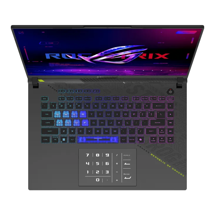 Ноутбук Asus/ROG Strix G16/G614FR-S5056/Ryzen 9/9955HX/2,5 GHz/16 Gb/M.2 PCIe SSD/1000 Gb/No ODD/GeForce/RTX 5070 Ti/12 Gb/16 ''/2560x1600/Без операци