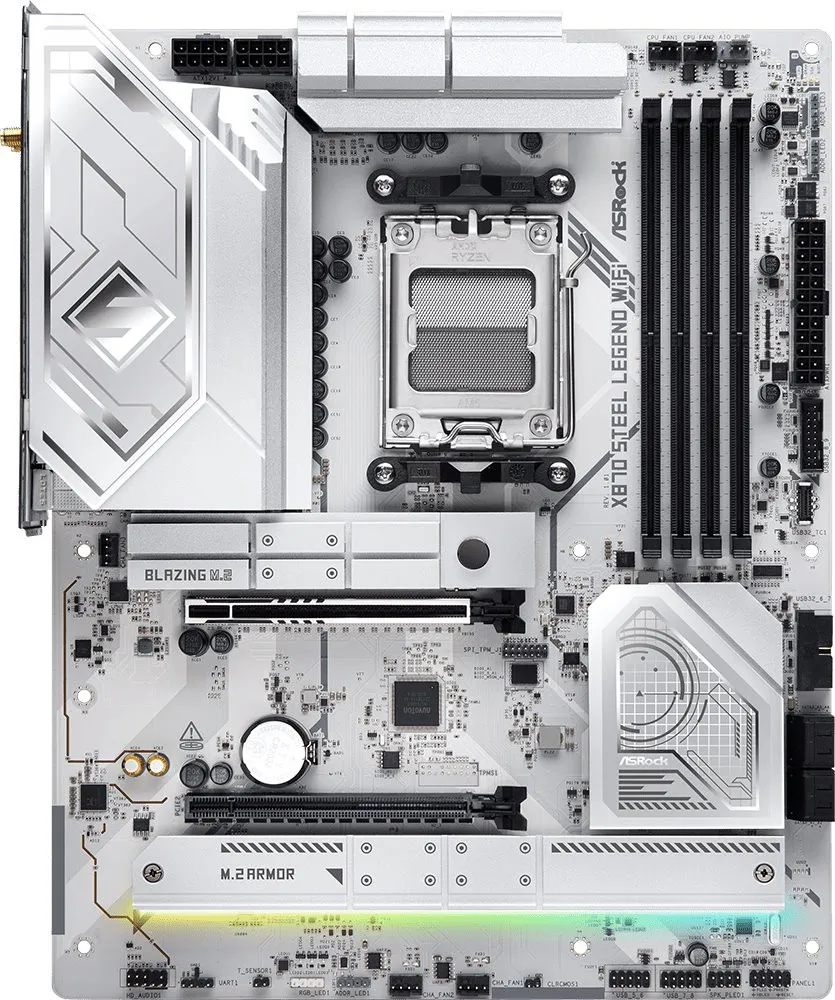 Матплата ASRock X870 Steel Legend WiFi, AM5, ATX, 4DDR-5, 2xPCI-Ex16,4SATA, 3xM.2,HDMI,2xUSB-C,15USB