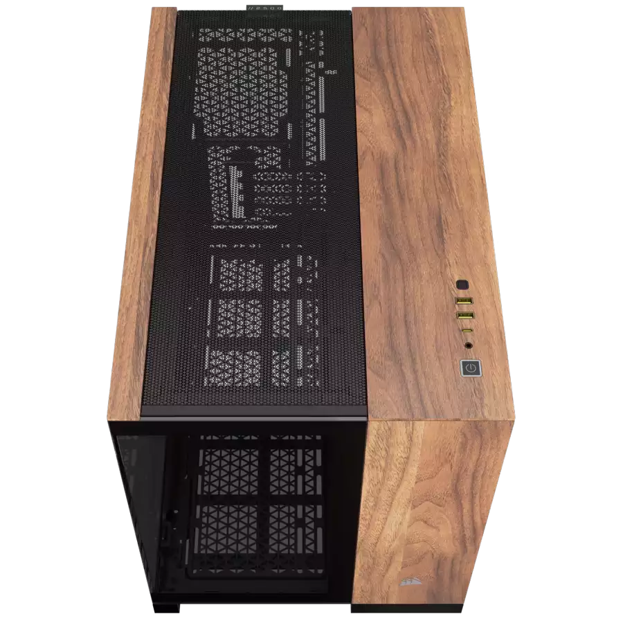 CORSAIR 2500X Micro ATX Dual Chamber PC Case - Black/Walnut Wood