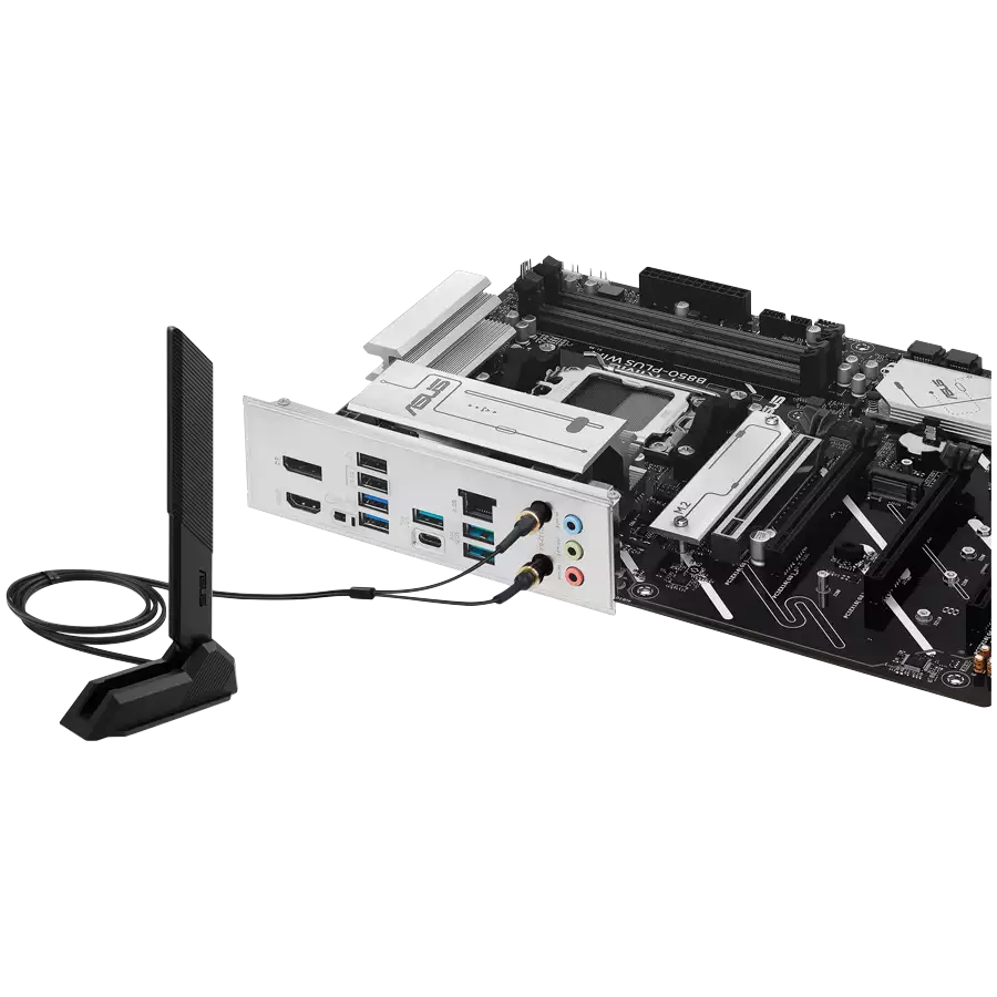 ASUS Main Board Desktop AMD Socket AM5 AMD B850 Chipset 4 x DIMM slots, max. 256GB 1 x DisplayPort 1 x HDMI port 1 x Wi-Fi module 3 x M.2 slots 4 x SATA ATX Form Factor