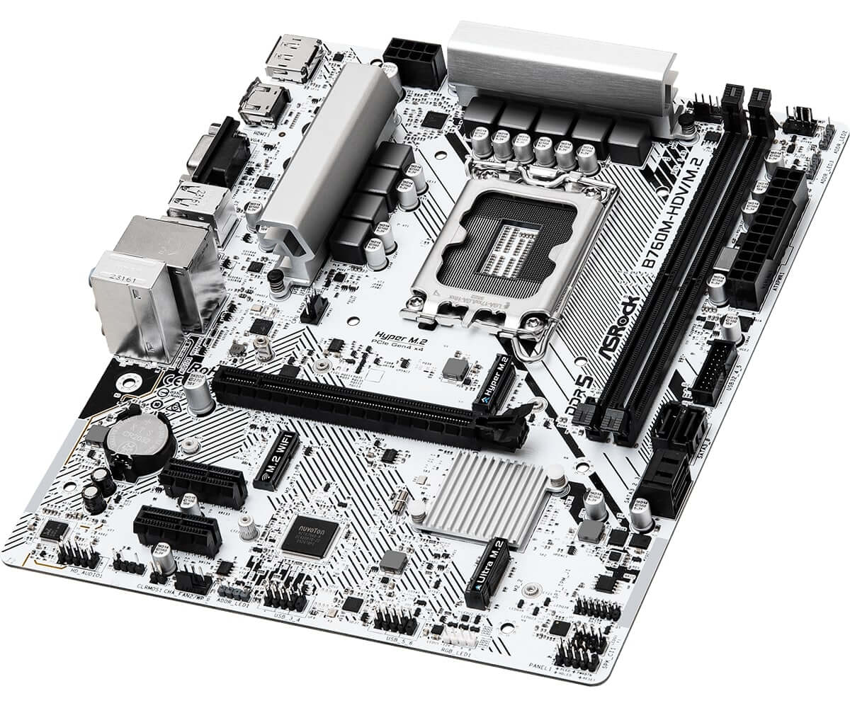 Материнская плата ASRock B760M-HDV/M.2 LGA1700 2xDDR5 4xSATA RAID M.2 VGA HDMI DP mATX