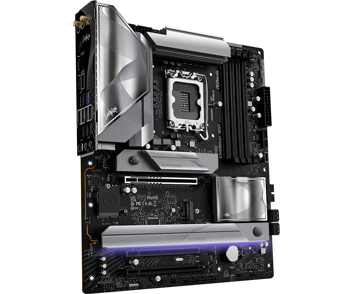 Матплата ASRock Z890 LiveMixer WiFi, iZ890, S1851, ATX, 4DDR-5, 1хPCI-Ex16, 4SATA, 4xM.2, HDMI,23USB