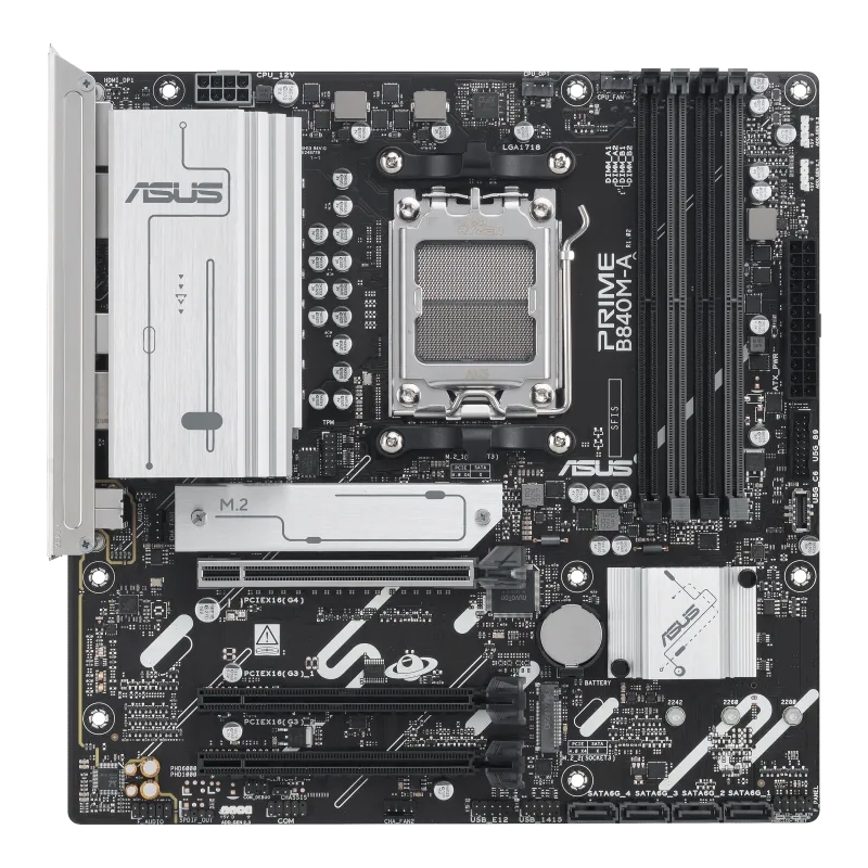Матплата Asus Prime B840M-A-CSM, AM5, mATX, 4DDR-5, 3xPCI-Ex16, 4SATA, 3xM.2, HDMI, 2xDP, 14USB