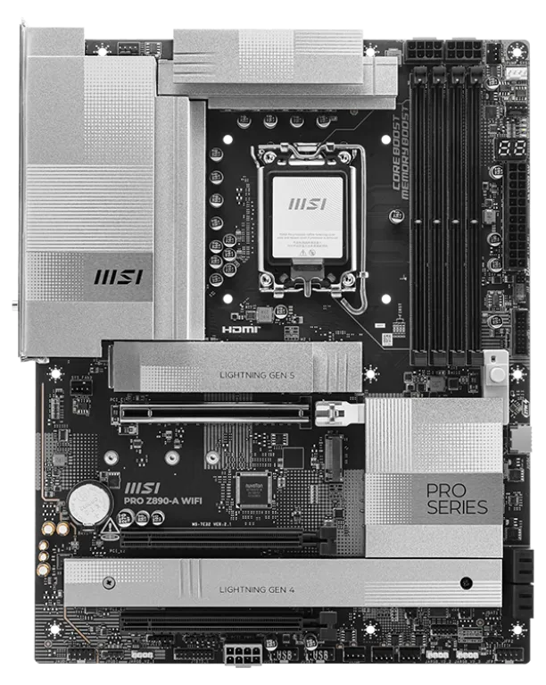 Материнская плата MSI PRO Z890-A WIFI LGA1851 4xDDR5 4xSATA3 RAID 4M.2 1xHDMI 2xType-C DisplayPort ()Thunderbolt 4) ATX