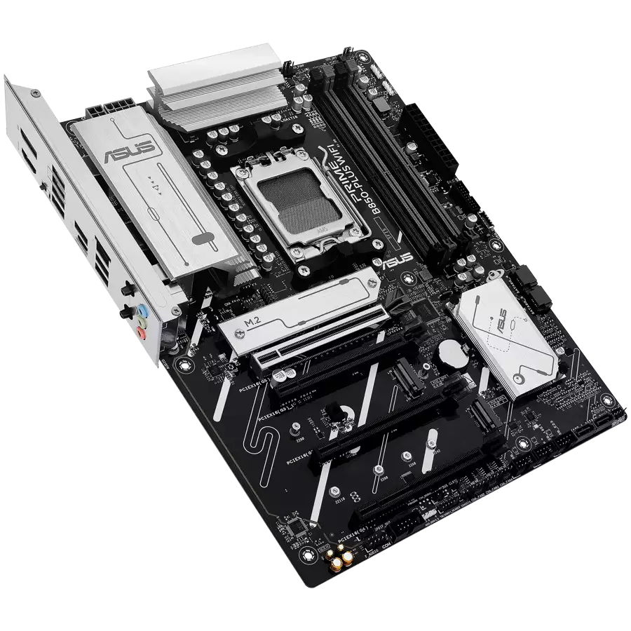 ASUS Main Board Desktop AMD Socket AM5 AMD B850 Chipset 4 x DIMM slots, max. 256GB 1 x DisplayPort 1 x HDMI port 1 x Wi-Fi module 3 x M.2 slots 4 x SATA ATX Form Factor
