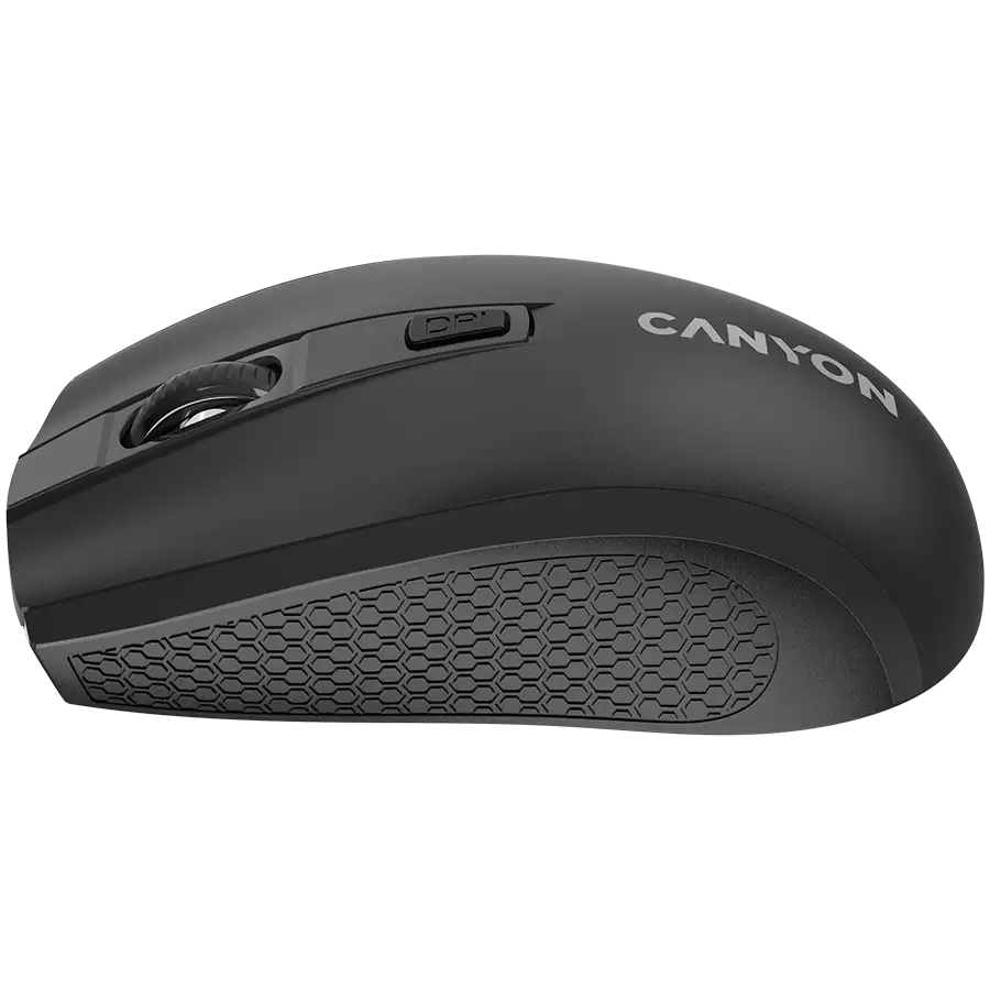 CANYON MW-7, 2.4Ghz wireless mouse, 6 buttons, DPI 800/1200/1600, with 1 AA battery ,size 110*60*37mm,58g,black