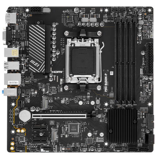 Матплата MSI PRO B650M-P, AM5, mATX, 4DDR-5, 1xPCI-Ex16, 4SATA, 2xM.2, VGA, HDMI, DP, 15USB