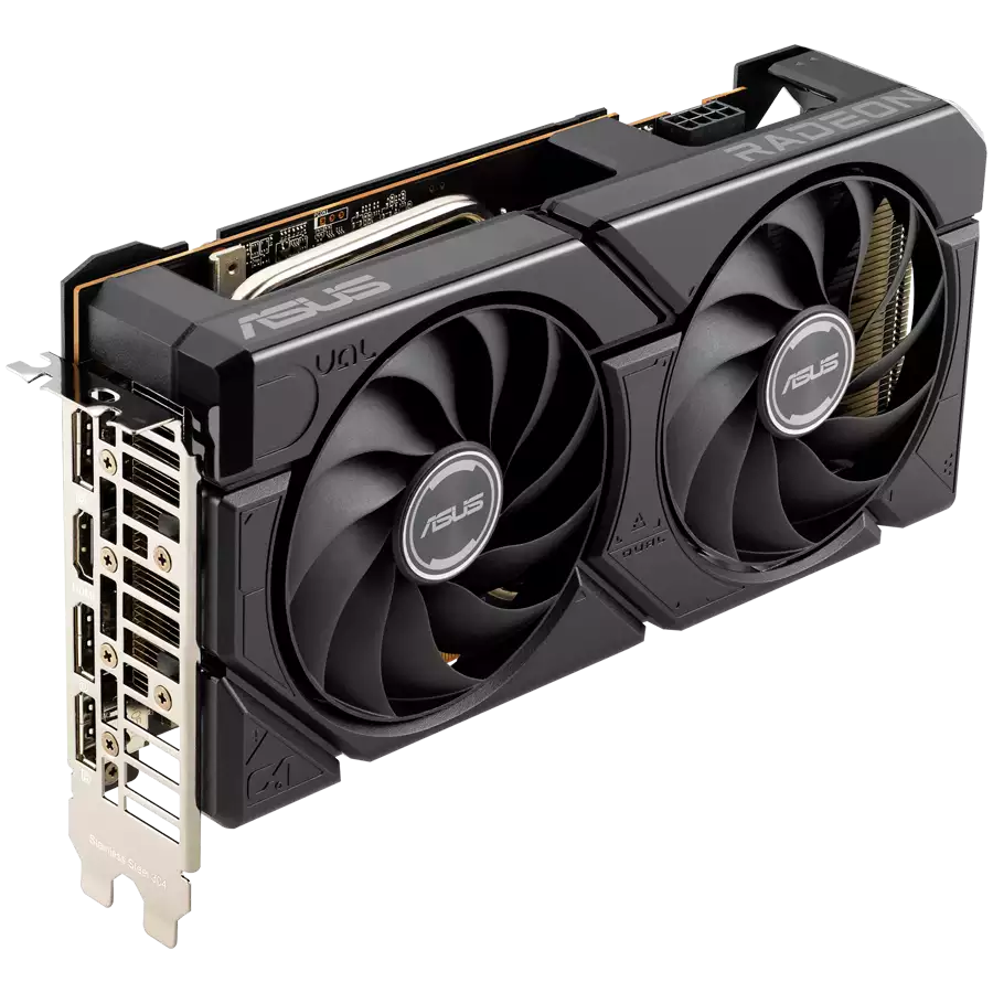 ASUS Video Card AMD Radeon RX 7600 8GB GDDR6 OC mode: up to 2715 MHz Default mode: up to 2695 MHz 128-bit Digital Max Resolution 7680 x 4320 Yes x 1 (Native HDMI 2.1)Yes x 3 (Native DisplayPort 1.4a)HDCP Support Yes (2.3)