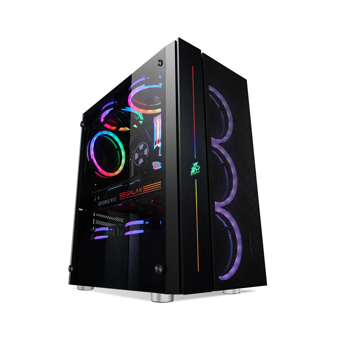 Корпус 1Stplayer BLACK.SIR B7, Midi Tower, ATX, Black, 2x3.5"/2x2.5", 2xUSB2.0, USB3.0, RGB