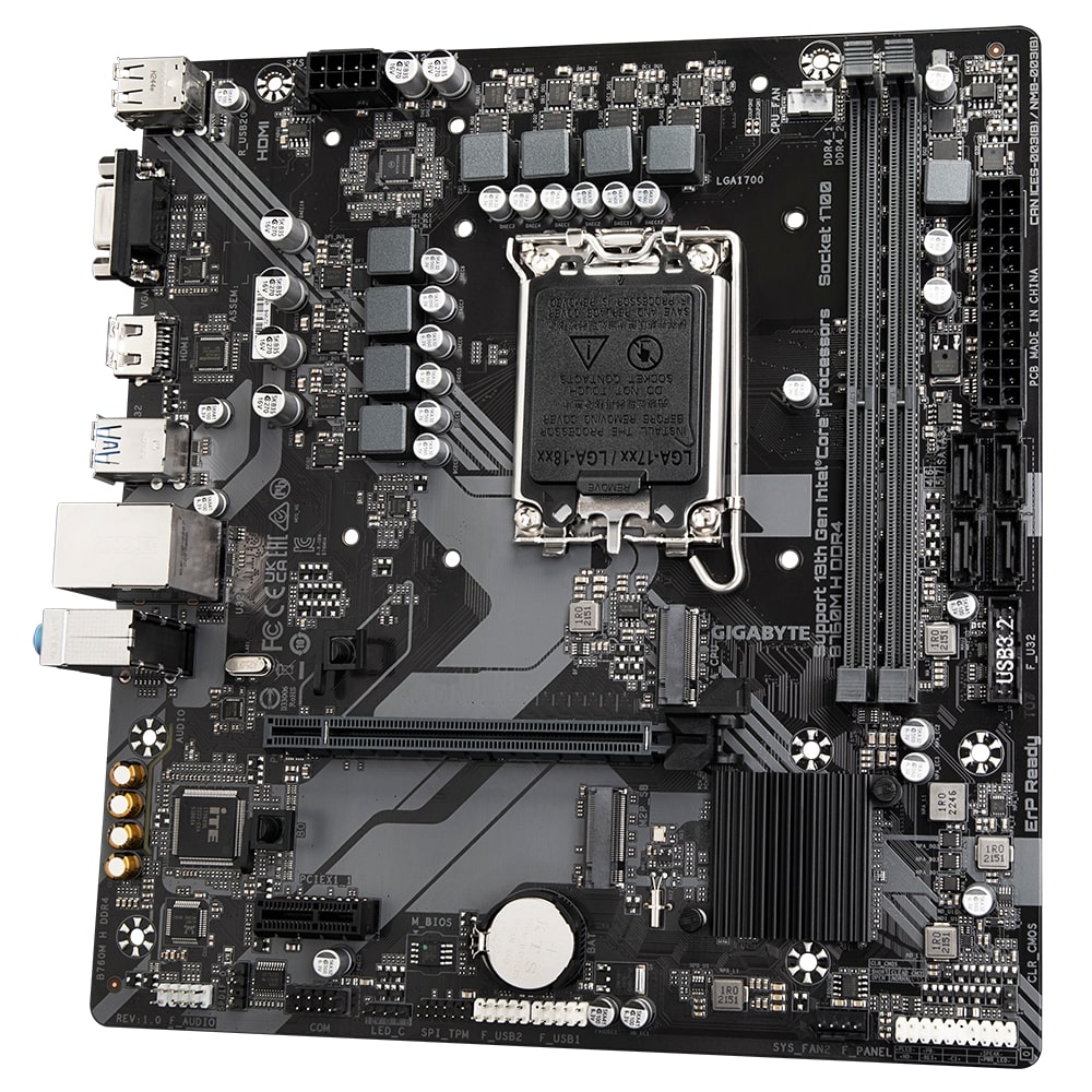 Матплата Gigabyte B760M H DDR4, iB670, S1700, mATX ,2DDR-4, 1xPCI-Ex16, 4SATA, 2xM.2, HDMI,VGA,12USB