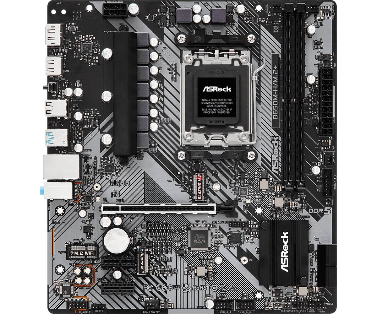 Материнская плата ASRock B650M-H/M.2+ AM5 2xDDR5 4xSATA3 2xM.2 HDMI DP mATX
