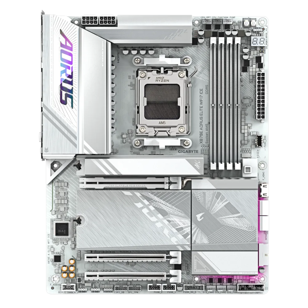 Матплата Gigabyte X870E Aorus Elite WiFi7 ICE, AM5, 4DDR-5,3хPCI-Ex16,4SATA,4xM.2,HDMI,2xUSB-C,18USB