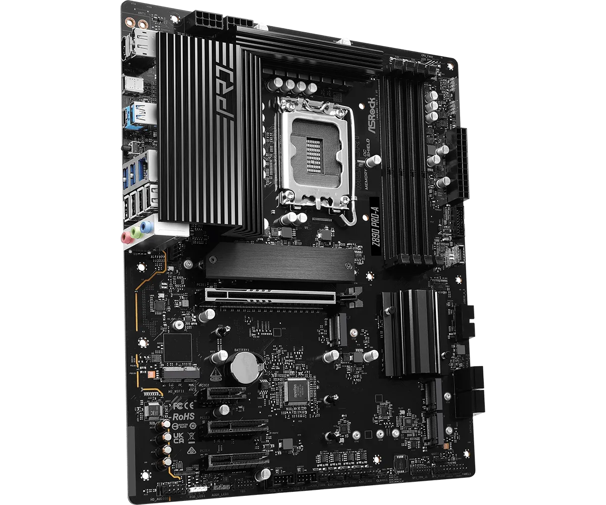 Матплата ASRock Z890 Pro-A, iZ890, S1851, ATX, 4DDR-5, 2хPCI-Ex16, 4SATA, 4xM.2, HDMI, DP, 22USB