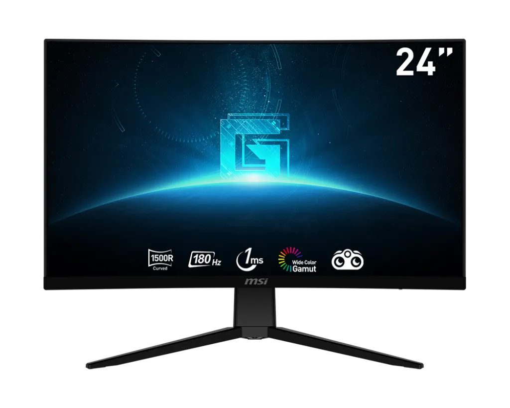 Безрамочный Игровой Монитор 24" MSI G2422C VA 1920х1080 1500R 16:9 180Hz 1ms 250cd/m 3000:1 100млн:1 1xDP 2xHDMI Угол Обзора 178/178. Черный