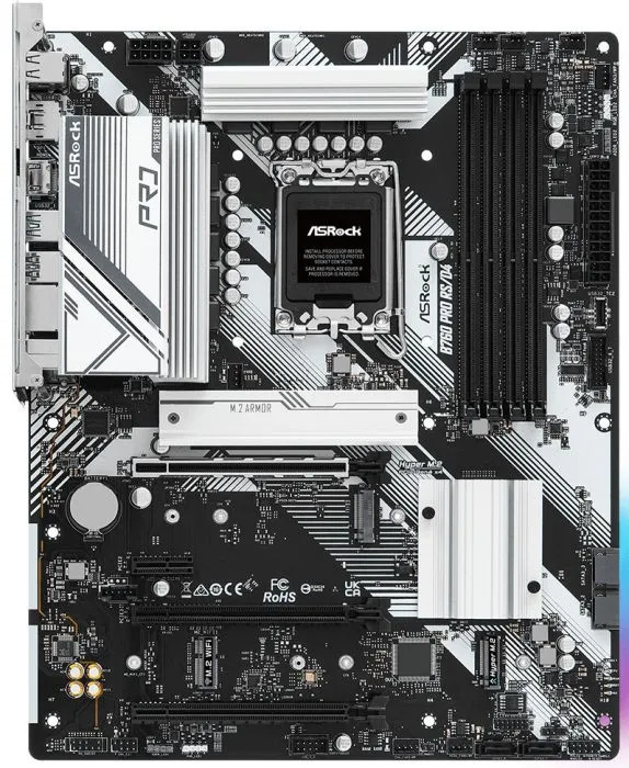 Матплата ASRock B760 Pro RS/D4, iB760, S1700, ATX, 4DDR-4, 3xPCI-Ex16, 4SATA, 3xM.2, HDMI, DP, 13USB