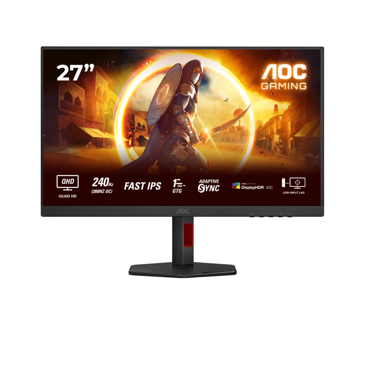 Монитор Игровой 27" AOC Q27G4ZR/01 IPS 2560x1440 240Hz 0.3ms 400cd/m 1000:1 2xHDMI DP 2x2W Черный