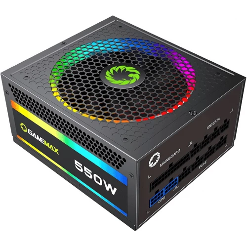 БП ATX 550W GameMax RGB-550, Gold, 24+4/20+4+8/24+8, 14cm, 2x6+2p PCI-E