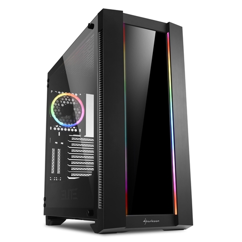 Корпус Sharkoon ELITE SHARK CA200G, Midi Tower, E-ATX, Black, 4x3.5"/7x2.5", 2xUSB2.0, 2xUSB3.0