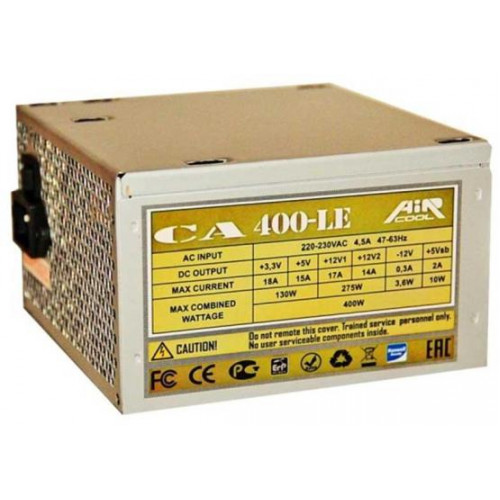 Блок Питания AiR-Cool 400W 230V 20+4P PATA+SATA+FDD FAN 12cm  CA-400LE Черный