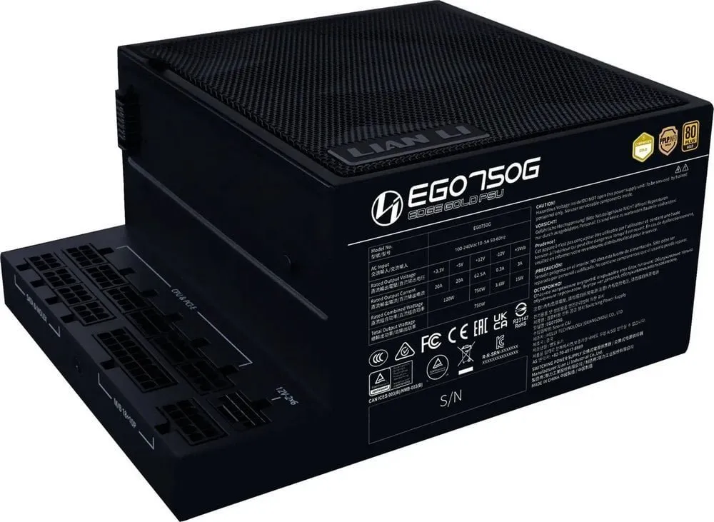 Блок питания Lian Li EG0750G BLACK 750W Full Modular, 80+ GOLD, КПД 90.5% G9P.EG0750G.B000.EU