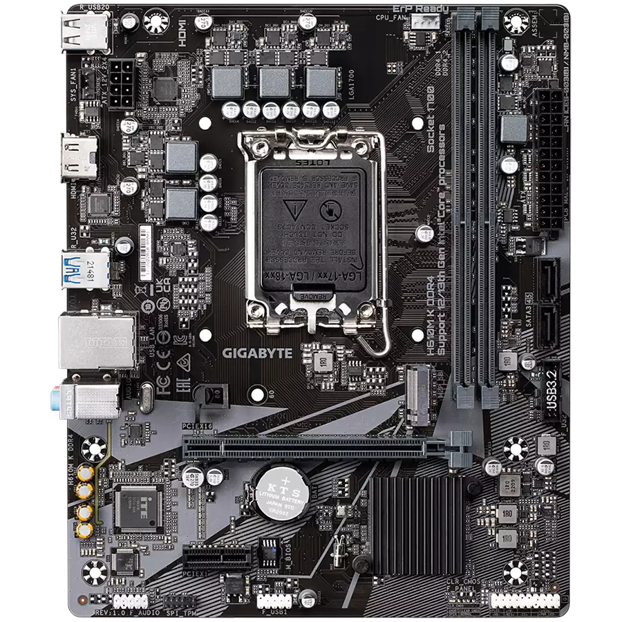 GIGABYTE MB H610M K DDR4 LGA1700 2 x DDR4 DIMM 1 x M.2 2 x SATA 1 x HDMI port Micro ATX