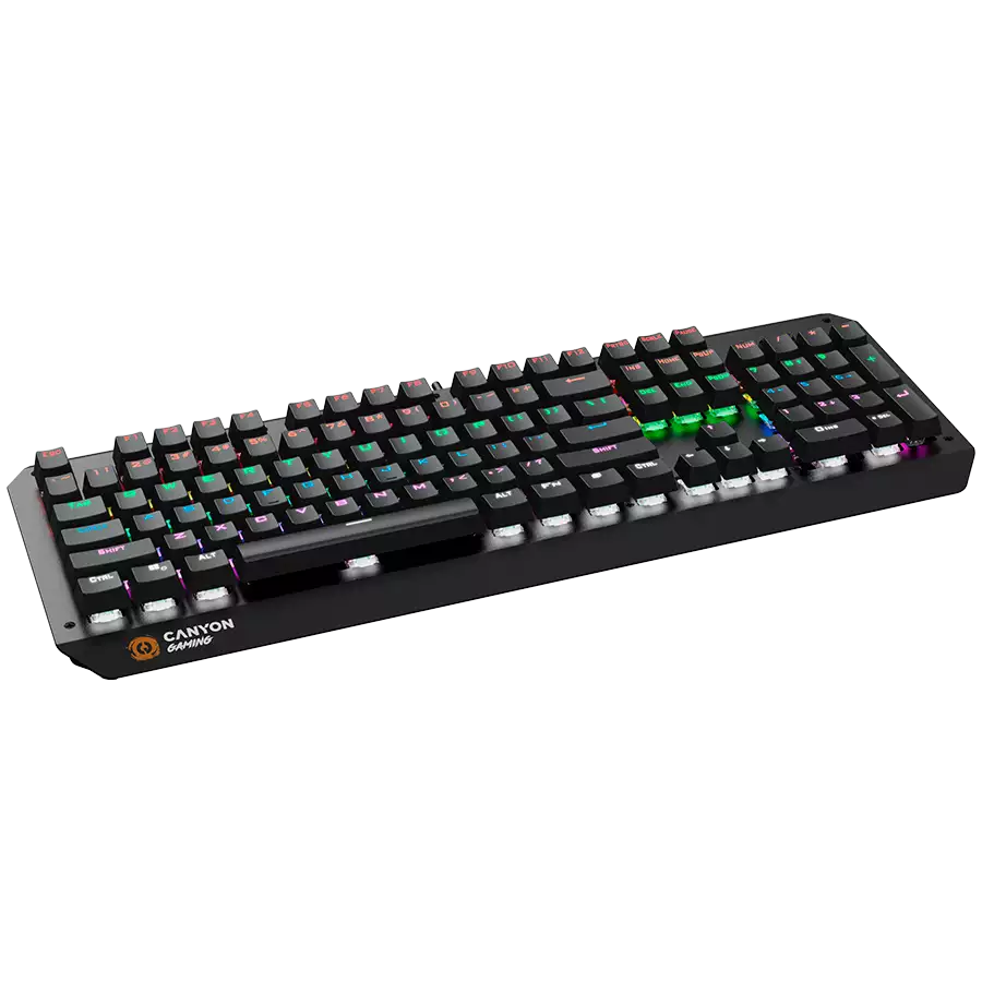 CANYON Hazard GK-6, Wired multimedia gaming keyboard with lighting effect, 108pcs rainbow LED, Numbers 104keys, RU+EN double injection layout, cable length 1.8M, 450.5*163.7*42mm, 0.90kg, color black