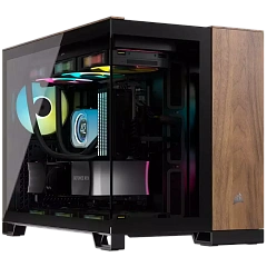 CORSAIR 2500X Micro ATX Dual Chamber PC Case - Black/Walnut Wood