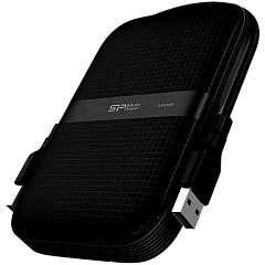 Silicon Power Armor - A60 1TB Portable HDD USB 3.2 Gen1 Black, Shockproof MIL-STD 810G Method 516.6 Procedure IV, Water-resistant IPX4, LED light
