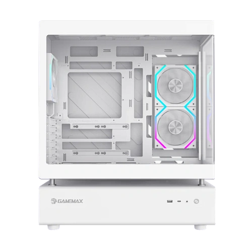 Корпус GameMax N80 WH, Midi Tower, ATX, White, 2x3.5"/2x2.5", 2xUSB3.0, USB-C, RGB