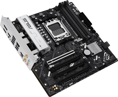 Матплата Asus B850M Max Gaming WiFi, AM5, mATX, 4DDR-5, 4xPCI-Ex16, 4SATA, 3xM.2, HDMI, DP, 9USB