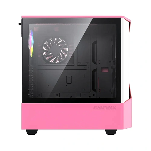 Корпус GameMax Contac Turbo COC(MFG.T806), Midi Tower, E-ATX, Pink-White, 2x3.5"/2x2.5", 2xUSB3.0