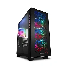 Корпус Sharkoon ELITE SHARK CA300H BE, Midi Tower, E-ATX, Black, 4x3.5"/7x2.5", 2xUSB3.0, USB-C