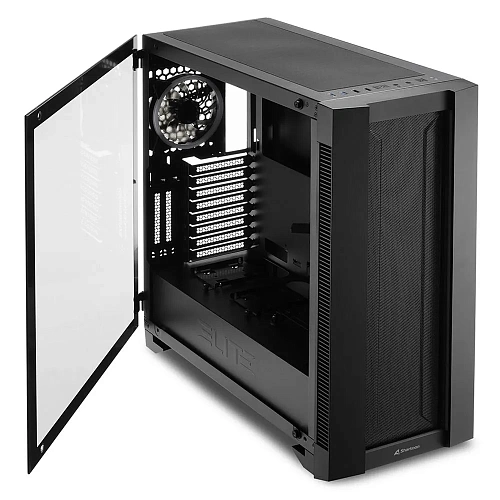 Корпус Sharkoon ELITE SHARK CA200M, Midi Tower, E-ATX, Black, 4x3.5"/7x2.5", 2xUSB2.0, 2xUSB3.0