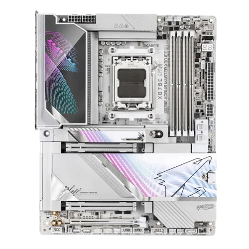 Матплата Gigabyte X870E Aorus Master X3D ICE,AM5,ATX,4DDR-5,3хPCI-Ex16,2SATA,5xM.2,HDMI,2USB-C,20USB