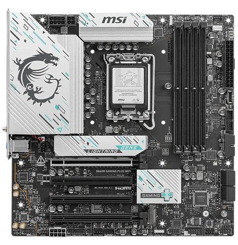 Материнская плата MSI B860M GAMING PLUS WIFI LGA1851 4xDDR5 4xSATA3 RAID 3xM.2 HDMI DP 2xType-C(1xThunderbolt) 6xUSB mATX