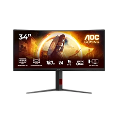 Монитор жидкокристаллический AOC CU34G4/01 LCD 34'' 21:9 3440x1440(UWQHD) VA, Curved, nonGLARE, 180 Hz, 300 cd/m2, H178°/V178°, 2500:1, 16.7M, 0,5-1ms, HDMI 2,02x2, DP1,4x1, HAS 130mm, PiP, BlackRed