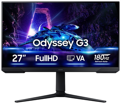 Монитор 27" Samsung Odyssey G3 LS27DG302EIXCI, Black, VA,1920x1080@180Hz,250кд/м2,3000:1,1ms,HDMI,DP