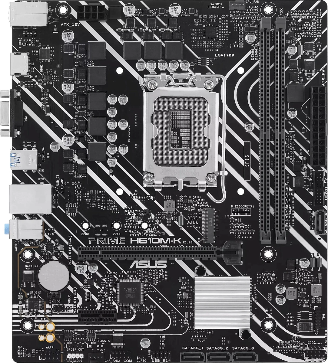 Матплата Asus Prime H610M-K, iH610, S1700, ATX, 2DDR-5,1хPCI-Ex16, 4SATA,1xM.2, HDMI, VGA, 8USB