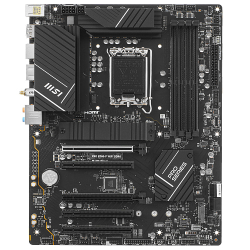 Матплата MSI PRO B760-P WiFi DDR4, iB760, S1700, ATX, 4DDR-4, 5xPCI-Ex16, 4SATA, 2xM.2,HDMI,DP,14USB