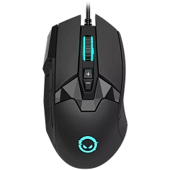 LORGAR Stricter 579, gaming mouse, 9 programmable buttons, Pixart PMW3336 sensor, DPI up to 12 000, 50 million clicks buttons lifespan, 2 switches, built-in display, 1.8m USB soft silicone cable, Matt UV coating with glossy parts and RGB lights with 4 LED