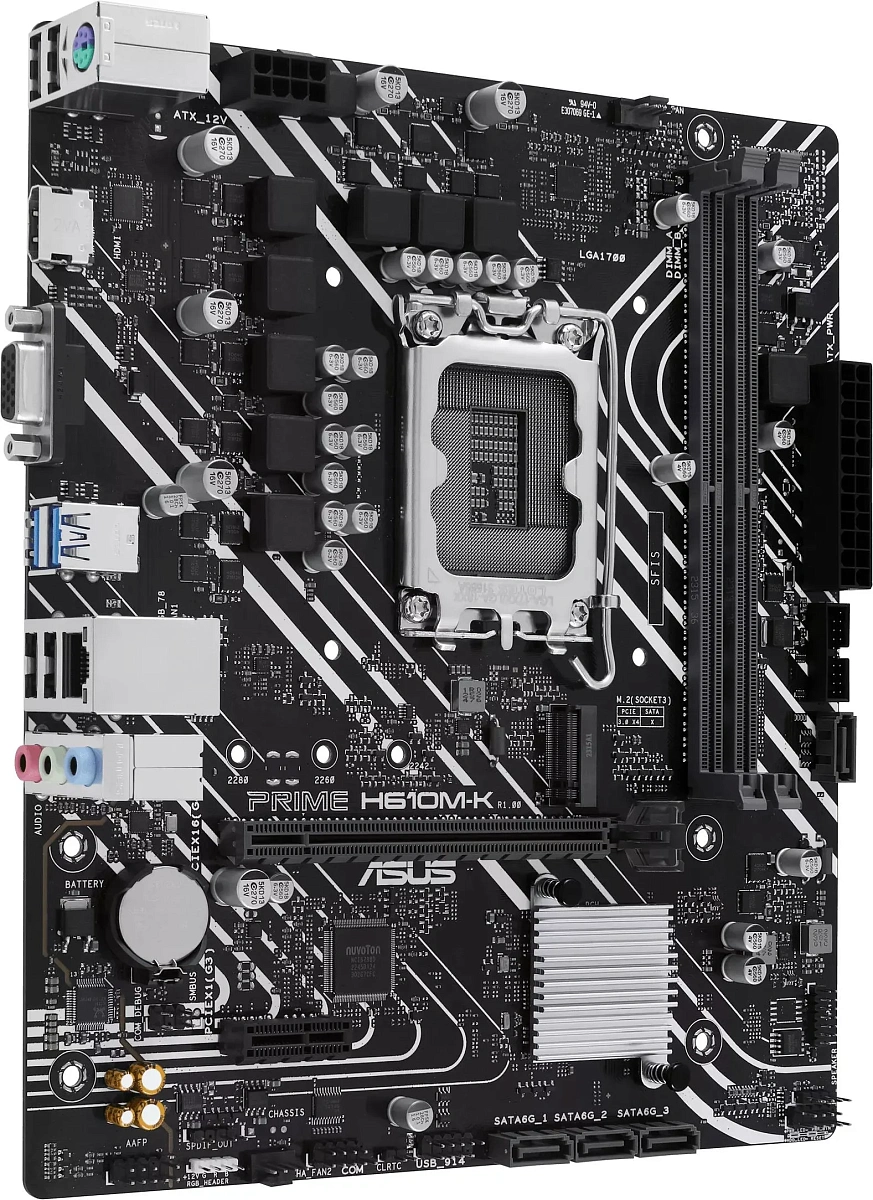 Матплата Asus Prime H610M-K, iH610, S1700, ATX, 2DDR-5,1хPCI-Ex16, 4SATA,1xM.2, HDMI, VGA, 8USB