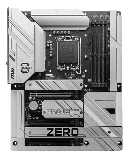 Матплата MSI MPG Z790 Project Zero, iZ790, S1700, ATX, 4DDR-5, 2хPCI-Ex16, 6SATA,4xM.2,HDMI,DP,17USB