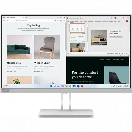 Монитор 27" Lenovo L27e-40, Cloud Grey, VA, 1920x1080@100Hz, 300кд/м2, 3000:1, 4ms, VGA, 2хHDMI